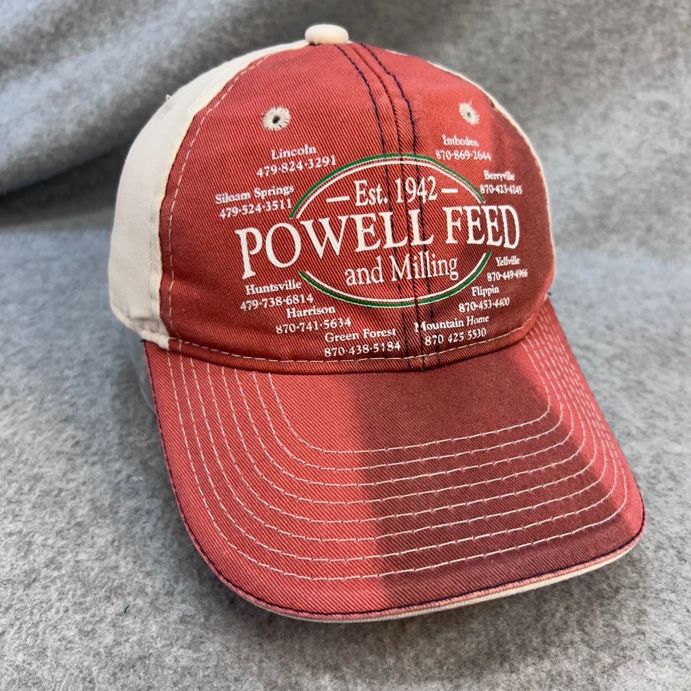 Powell Feed and Milling Arkansas Locations Red Tan OC Hat Adjustable OSFM